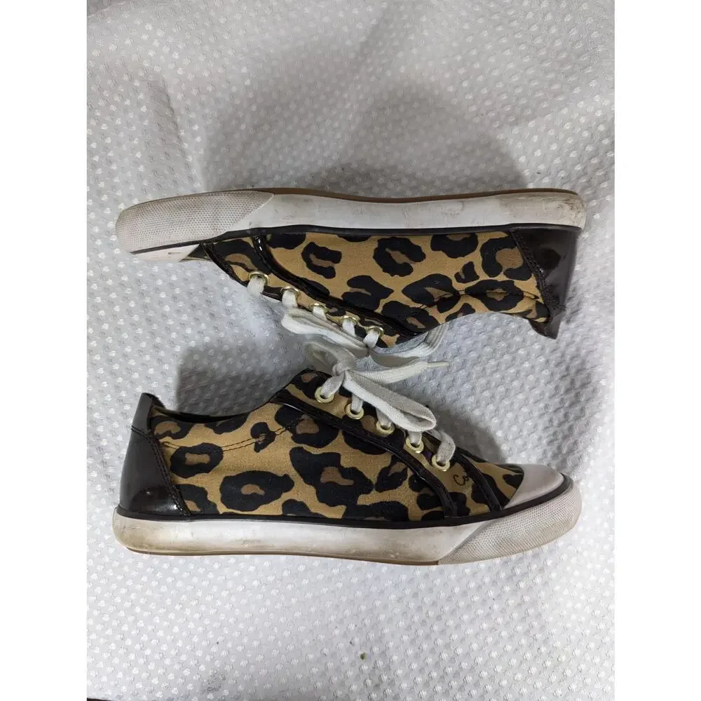 Coach Leopard Print Canvas Sneakers with White Laces